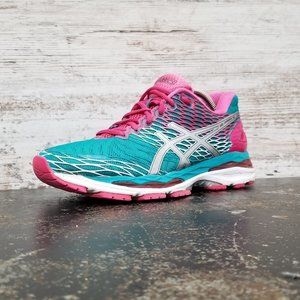 pink and green asics